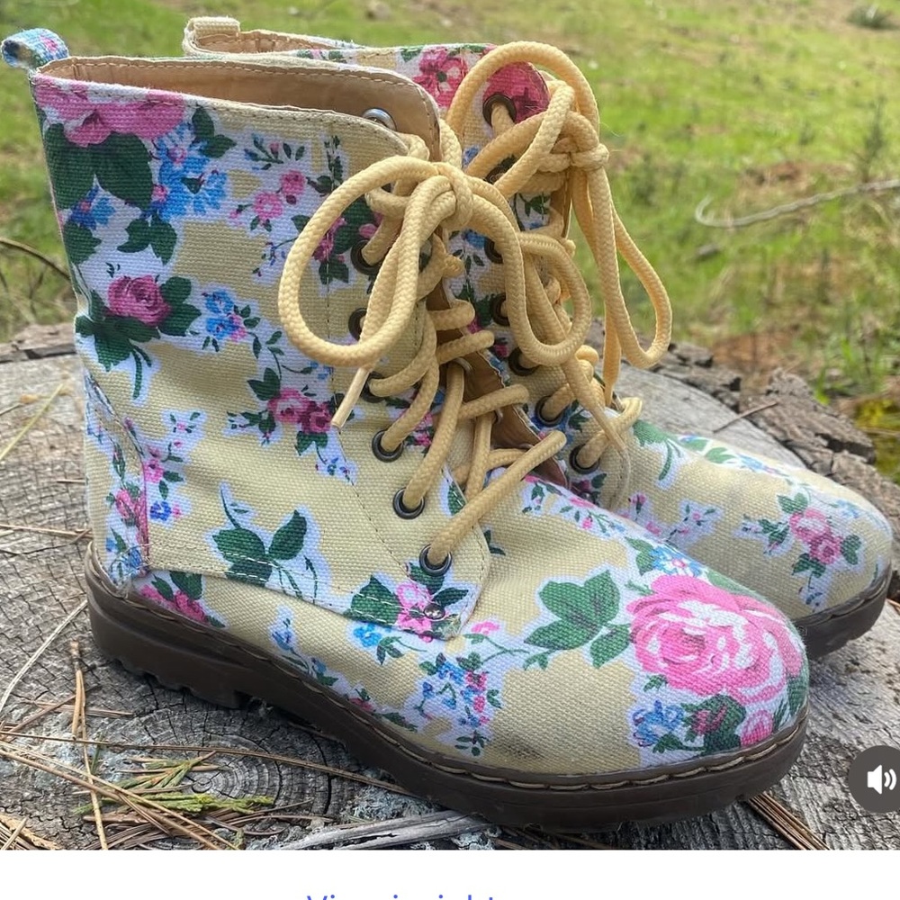 Floral Kids Boots with Pink and Green Accents